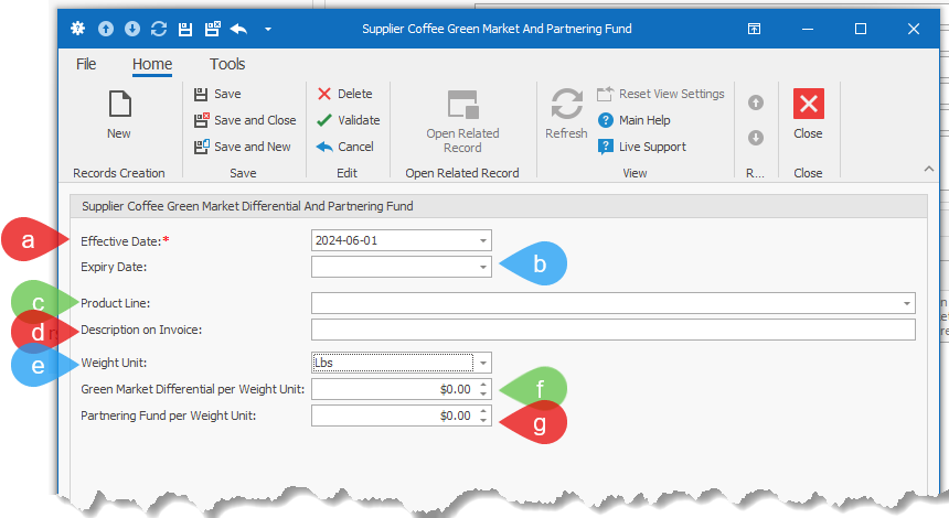 Suppliers - Coffee - Green Market and Partnering - Enter Information