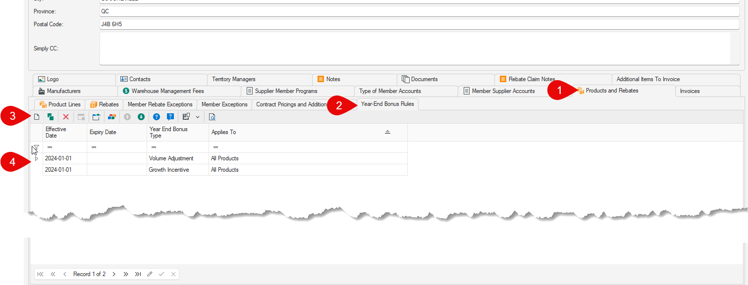 Figure 1: Supplier Year End Bonuses List